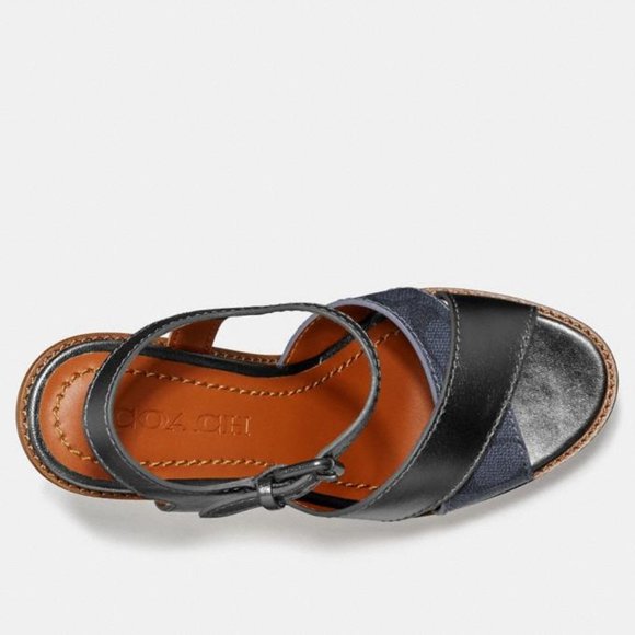 Coach Cross Band High Wedge Sandals - Picture 3 of 4